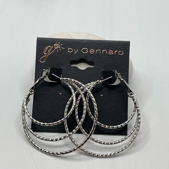 Silver Duo Circle G by Gennaro Earrings - Picture 6 of 6